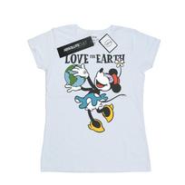 Disney Womens/Ladies Mickey Mouse Love The Earth Cotton T-Shirt XL balta