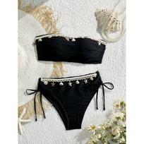 Moterų Bikini Komplektas Naujas Seksualus Kriauklių Jūrų Žvaigždžių Push-Up Raišteliu Šone Aukšto Juosmens Paplūdimio Maudymosi Kostiumas 2 Dalių Komplektas S mėlyna