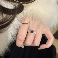 Vintage vintage Court style luxury ruby engagement ring inlaid Zircon simple red rings for women fine Zircon gift resizable raudona