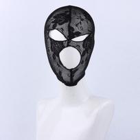 Juodi nėriniai kaukė unisex seksuali galvos kaukė elastingas veido uždangalas Cosplay vakarėliui pasirodymui galvos apdangalas