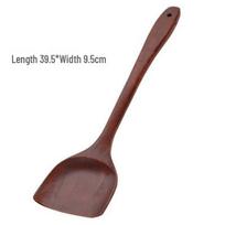 High-Temperature Resistant Non-Stick Wooden Stir-Fry Spatula with Long Handle raudona