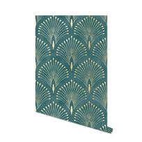 Green Peel & Stick Geometric Wallpaper Peacock Feather Art Deco Removable Wallpaper Contact Paper for Wall Cabinet 3mx45cm žalia