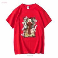 St Francis of Assisi Patron Animals Floral Catholic Saint T Shirt long or short sleeves vintage Washed designer clothes fashion S