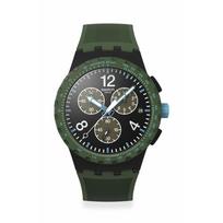 Swatch NEW CHRONO PLASTIC OLIVE RUSH Green Wristwatch, SUSB421, Unisex,