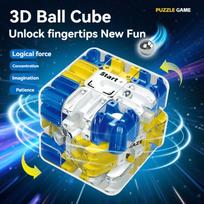 3D rotating ball cube puzzle toy for kids versatile track maze third-order cube children thinking game mėlyna