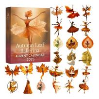 Leaf Ballerina Advent Calendar 2025 Christmas Countdown Calendar 24-Day Countdown Autumn Leaf Ballerina Decoration for Holiday Home Farmhouse Decor A