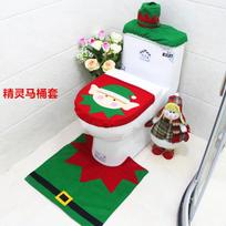 Festive Green Christmas Elf Toilet Cover With Matching Floor Mat And Tissue Holder