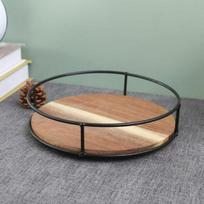 In Stock Solid Wood Lazy Susan Organizer: Rotating Kitchen Storage Tray 23x23x6cm