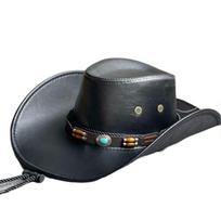 Leather Drawstring Travel Sombrero Hombre For Women Cowboy Hat Fisherman Hat Women Cap Bucket cap juoda