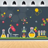 2D Chemistry Classroom Backdrop, Cartoon Science Lab Equipment Photo Background Decoration 47.2x31.5inch/120*80cm