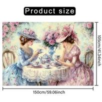 2D Elegant Rose Garden Tea Party Backdrop for Photoshoot 47.2x31.5inch/120*80cm