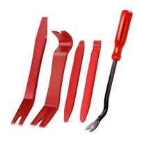 5Pcs Auto Trim Removal Tool Kit, No Scratch Plastic Pry Tool Kit - Interior Door Panel Clip Fastener Removal Set For Vehicle 1 set red
