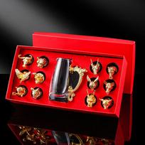 Glass Baijiu Decanter & Cup Set - Zodiac Design