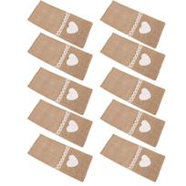 10pcs Jute Lace Cutlery Holder Burlap Knife Fork ket Pouch for Wedding Christmas Party Decor