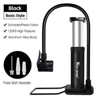 WEST BIKING Ultra-light MTB Road Bike Gauge Pump Portable Cycling Air Inflator Foot Pump 120Psi High Pressure Bicycle Tire Pump Black Without Gauge