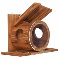 Wooden Squirrel Feeder with Circular Feeding Hole and Mounting Base for Outdoor Garden Use Durable Design Suitable for Backyard Wildlife Observation