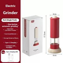 Electric Pepper Grinder Adjustable Coarseness Kitchen Spice Mill Battery Operated Salt and Pepper Grinder with Transparent Container and Easy Refill one size raudona