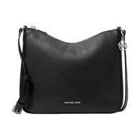 MICHAEL KORS Nayla Logo Design Leather Messenger Bag Crossbody Medium Women Black juoda