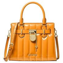 MICHAEL KORS Hamilton Brand Logo Metal Accessories PU Handbag Small Women's Orange auksas