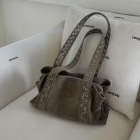 Frosted Cowhide Tote Bag Vintage Studded Suede Leather Fashi Women's Handbag High-quality Shoulder Bag Commuter Underarm Bag pilka