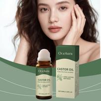 OCEAURA Castor Oil Roll On Essential Oil, Nourishing Moisturizer, Lightweight Fast Absorbing, Hair Skin Care, Portable Roller Bottle 50ml