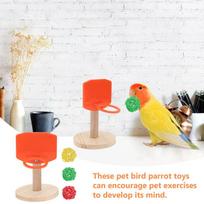 1Set Bird Basketball Hoop Training Stand Mini Parrot Tabletop Chew Educating Mental Exercise Bird Parrot