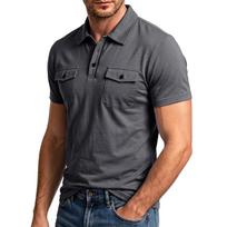 Vyriški laisvalaikio trumpomis rankovėmis marškiniai Slim Fit lengvi kvėpuojantys polo marškinėliai su dvigubomis krūtinės kišenėmis darbo drabužių stiliumi XXL