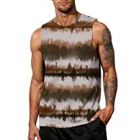 Mens Sleeveless Tie Dye Print Tank Top Crew Neck Casual Loose Fit Muscle Shirt for Summer Gym Workout Beachwear XXL
