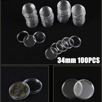 Bulk 100 Transparent Plastic Coin Capsules 34mm Round Storage Holders Suitable for Commemorative Coin Collections China Mainland
