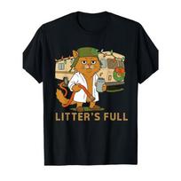 European Sizes Men's Funny Cat Litter Training T-Shirt - Full-Body Cute Kitten with Hose & Drinking Print, Cotton Short-Sleeve Round Neck Tee S įvairiaspalvis