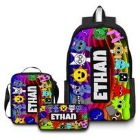 Rhythm Box Game Merchandise School Bag Sprunki Cartoon Backpack Lunch Bag Pencil Case Three-Piece Set Backpack