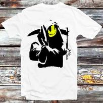 Banksy Happy Smiling Grim Reaper T Shirt Mens Womens Tees Top B1211 4XL