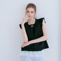 Egoist Lace Point Sleeveless Blouse Es2obl09 BK/FF