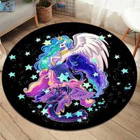 Magic Unicorn Pony Apvalus Kilimėlis Animacinių filmų Vienaragis Apvalūs kilimai svetainei Miegamojo kėdės apvalus kilimėlis Vaivorykštės kilimėlis Vaikiškas kilimėlis Dovana Diameter 60cm