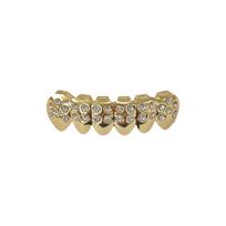 18K Gold Plated Hip Hop Grillz with 46 Diamonds - Stylish European & American Hip-Hop Jewelry