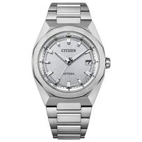 Citizen ATTESA Radio-Controlled Waterproof Business Watch CB3040-56H Eco-Drive Solar Titanium Octagonal Bezel Men's Silver