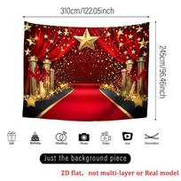 2D Award Ceremony Backdrop, Gold Star & Curtain Photography Background Decoration 47.2x31.5inch/120*80cm