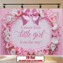 2D Pink Floral Baby Shower Backdrop with Big Bow Photography Background 47.2x31.5inch/120*80cm