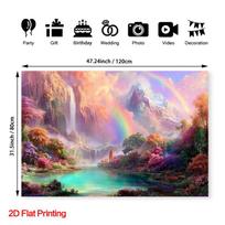 2D Fantasy Lake & Rainbow Backdrop for Party Decoration 47.2x31.5inch/120*80cm