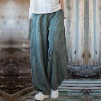 Women's Cotton Linen Baggy Cargo Pants Elastic Waist Yoga Trousers Casual Wide Leg Oversize Pants M žalia