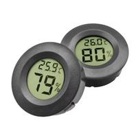 2/4 Pcs Mini Hygrometer Thermometer Fahrenheit or Celsius Meter Digital LCD Monitor Indoor Room Round Humidity Temperature Gauge 2PCS Black