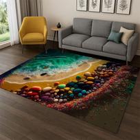 Colorful Pebble rainbow Cobblestone Stone Carpet Rug for Bedroom Living Room Sofa Playroom Doormat Home Decor,Area Rug Non-slip 40x60cm