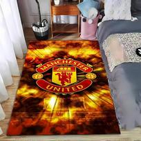 Manchester United Logo Carpet with Fiery Background for Fans Decor  Suitable for use as an anti-slip for living room bedroom sofas 40x60cm( 15x23in )