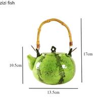 Underglaze Colored Ceramic Teapot Watermelon Handle Pot Tea Infuser Kettle Water Bottle Filter Pot Teaware Tea Brewing Utensils