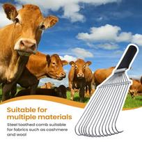 Livestock Grooming Rake Undercoat Rake Back Scratcher Ergonomic Steel Cashmere Wool Dematting Comb For Sheep Cow Goat Animals China Mainland