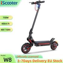 iScooter W8 40KM/H Elektrinis paspirtukas 9.3'' Rato 750W Variklis 48V/14AH Baterija 45km Maksimalus nuotolis APP Valdymas Elektriniai paspirtukai W8 40KM/H juoda