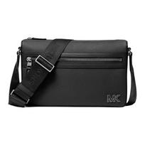 MICHAEL KORS Edison Letter Logo Silver Hardware Leather Messenger Bag Shoulder Crossbody Medium Men's Black juoda