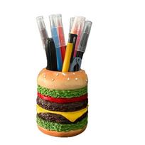 Creative Hamburger Shaped Pen Holder Desktop Organizer Unique Design Resin Material Office Stationery Storage Container for Home and Office Use