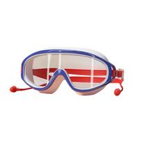 Kids Swimming Goggles Waterproof Anti Fog Swim Glasses Flat Lens Large Frame Diving Goggles with Ear Plugs Suitable for Children One Size
