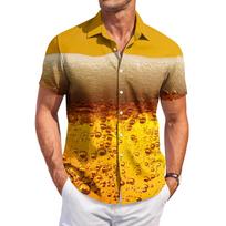 Men's Casual Short Sleeve Button Down Shirt Oktoberfest Beer Festival Print Lightweight Breathable Summer Shirt XXXL oranžinė